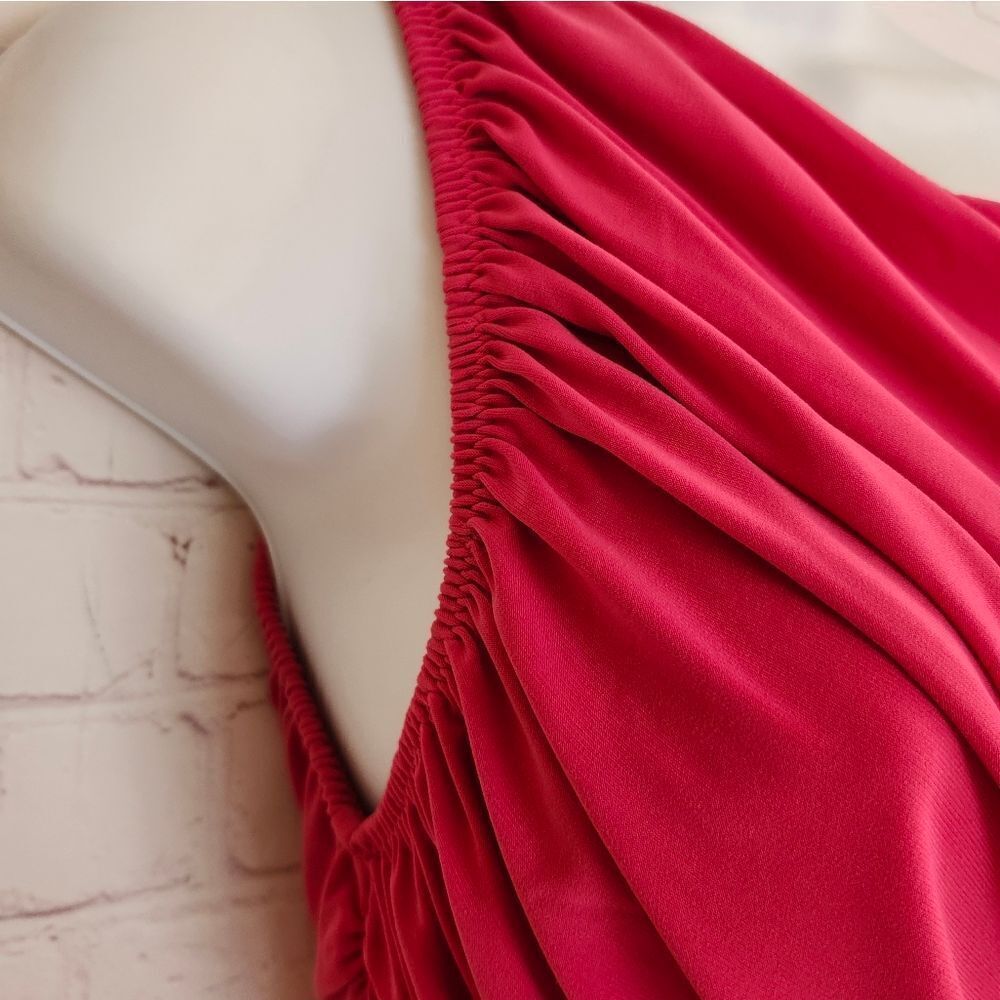 NWT Norma Kamali "Diana" Hot Pink (Rose) One Shoulder Ruched Gown sz.XS Ret $275 - Picture 7 of 12